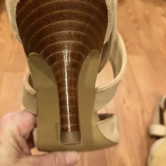 Sole Society Tamra Womens Pump Size 7.5 Taupe Beige Ankle Strap - Picture 2 of 7